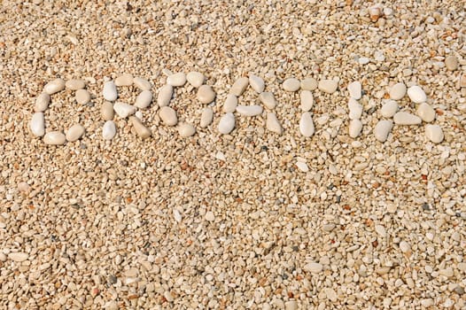 Croatia word made of pebbles, authentic picture of Hvars beach