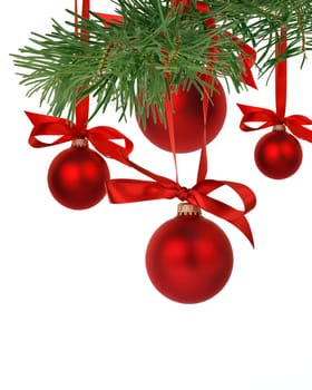 Christmas tree branch with ornaments
