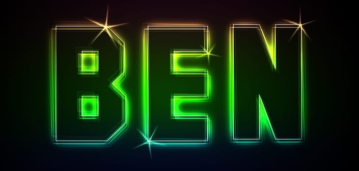 Ben as an illustration in neon light style