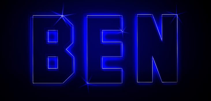 Ben as an illustration in neon light style