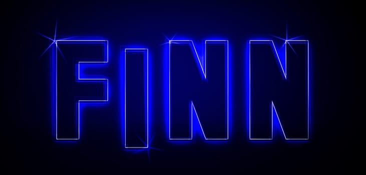 Finn as an illustration in neon light style
