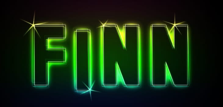 Finn as an illustration in neon light style