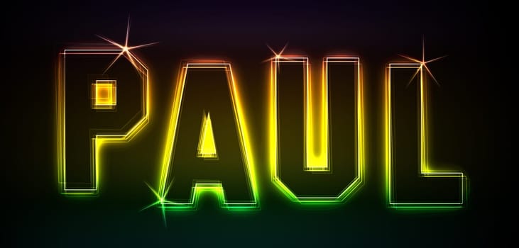 Paul as an illustration in neon light style