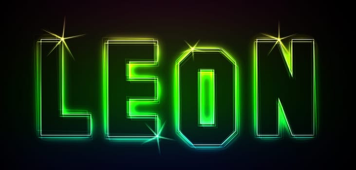 Leon as an illustration in neon light style