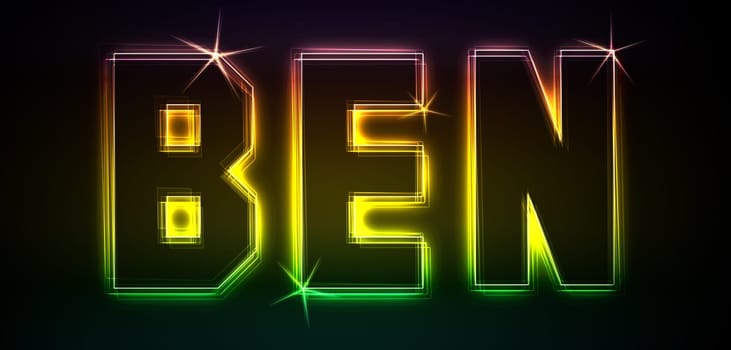 Ben as an illustration in neon light style