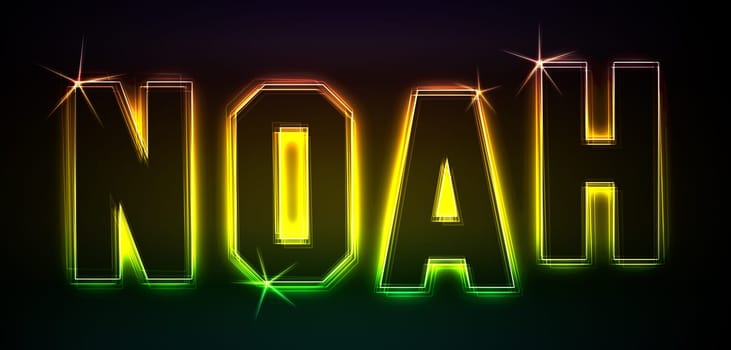 Noah as an illustration in neon light style