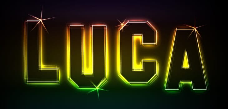 Luca as an illustration in neon light style