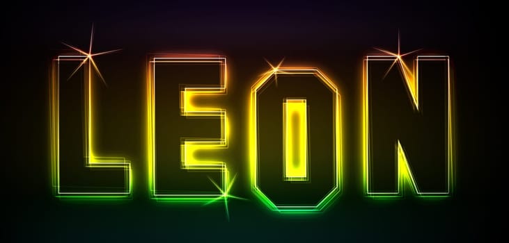 Leon as an illustration in neon light style