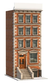 Illustration of a brick apartment building and a blank billboard.
