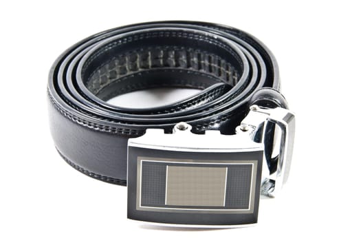 Black leather belt with a metal head.