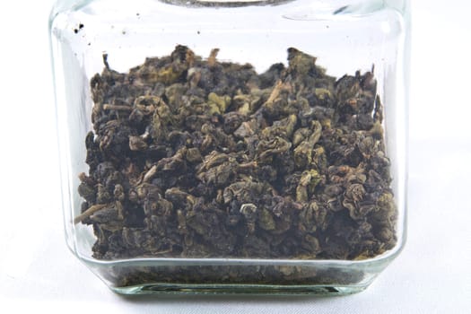 Chinese tea leaves drying. Species Black Dragon or called Oolong.