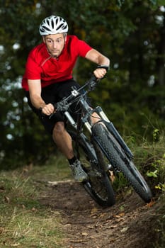 Cyclists on a mountain bike