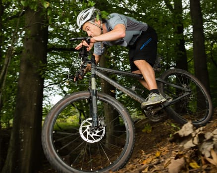 Cyclists on a mountain bike