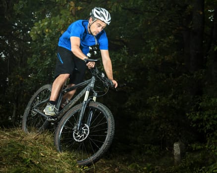 Cyclists on a mountain bike