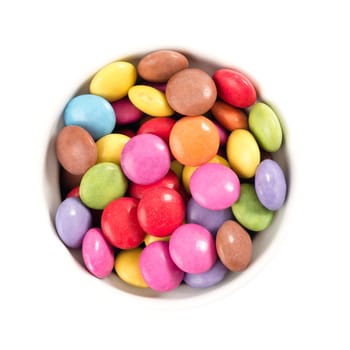 Colorful Smarties Against White Background