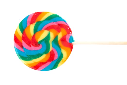 Colorful lollipop against white background