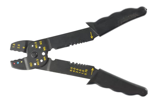 Insulated pliers against white background