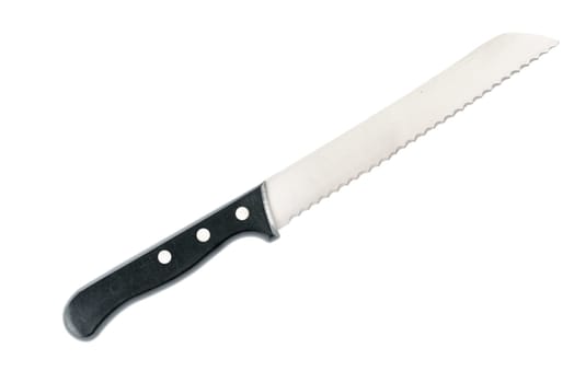 Bread knife against white background