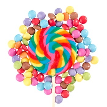 Colorful Smarties Against White Background