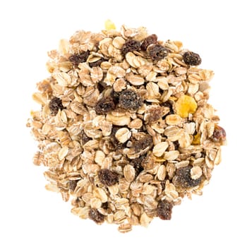 Muesli in front of a white background