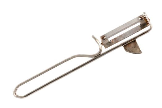 Potato knife against white background