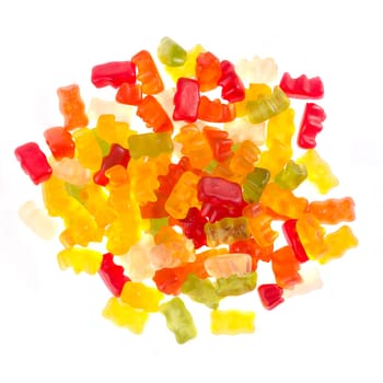 Gummy bears in front of white background