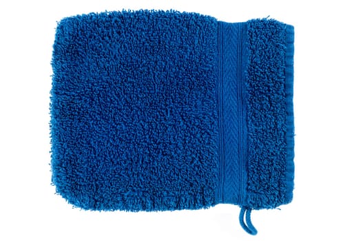 Blue washcloth against white background