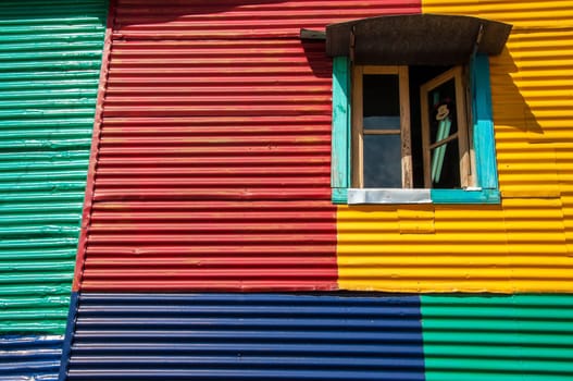 Colorful details of a wall and window in Buenos Aires
