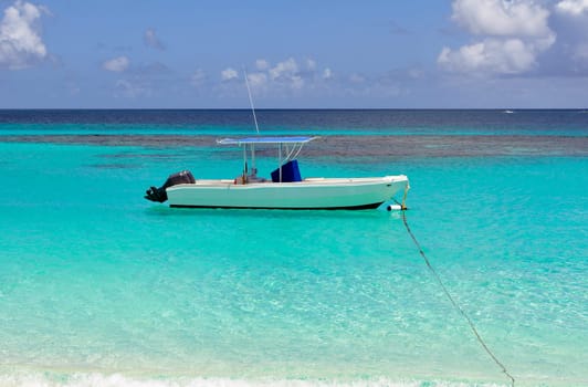 Recreational boat in the Caribbean Sea.
