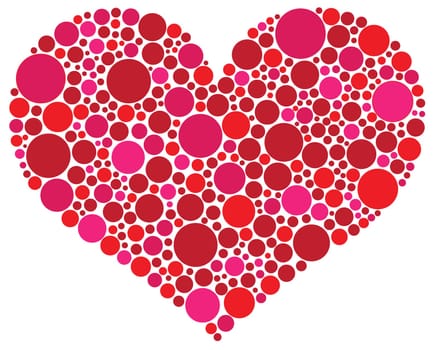 Valentines Day Love Heart Shape Silhouette in Pink and Red Polka Dots Illustration
