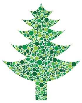 Christmas Tree Silhouette with Polka Dots Pattern Illustration Isolated on White Background