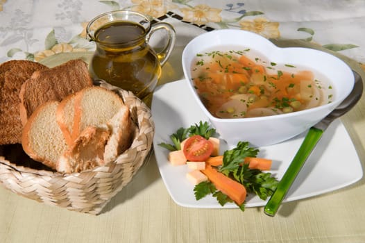 rustic soup with mixed vegetables and pumpkin