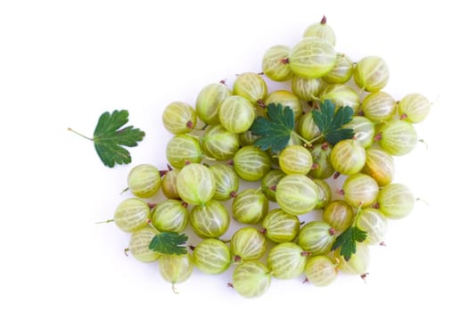 Fresh green gooseberry isolated on white background, fruits