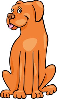 Cartoon Illustration of Funny Purebred Boxer or Bulldog Dog