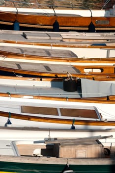 Boats moored in the port of Camogli Genoa in Liguria