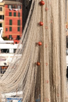 fishing net in the port of Camogli Genoa in Liguria