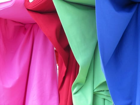 colorful fabric bales