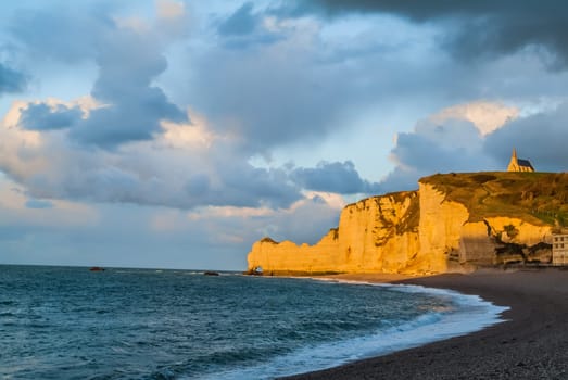 beautiful etretat beach in seine maritime normandie france
