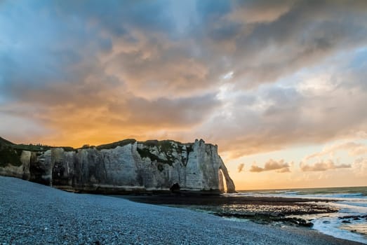 beautiful etretat beach in seine maritime normandie france