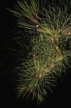 beautiful fireworks during the night of national day paris france