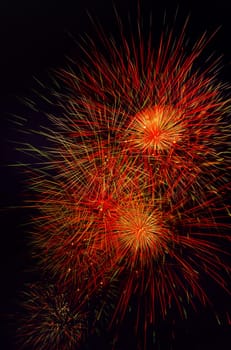 beautiful fireworks during the night of national day paris france