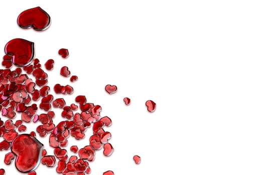 Set of red glass hearts as symbol of love as symbol of love