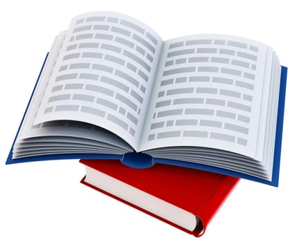 Group of open school books for education