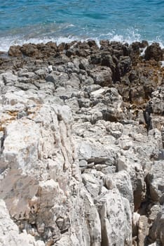 rocky beach and sharp rocks
