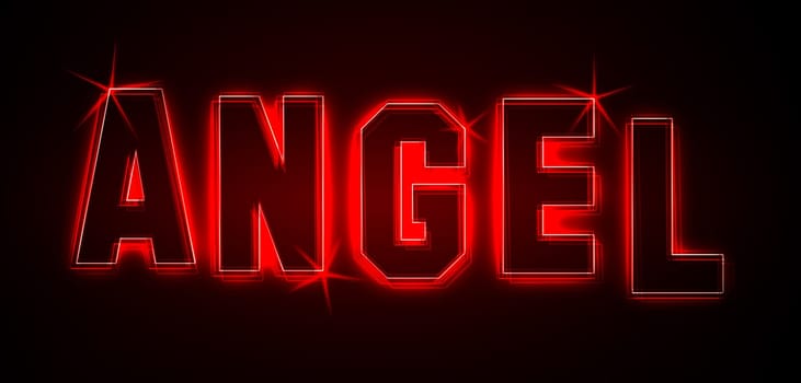 Angel as an illustration in neon light style