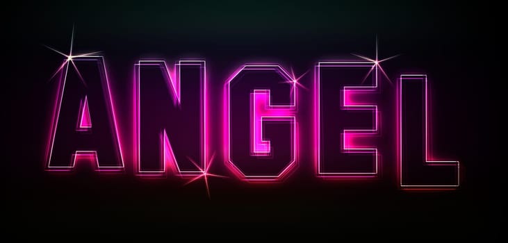 Angel as an illustration in neon light style