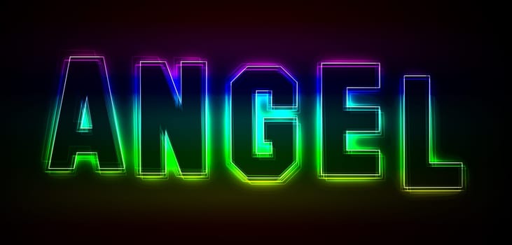 Angel as an illustration in neon light style