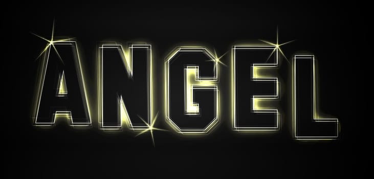 Angel as an illustration in neon light style
