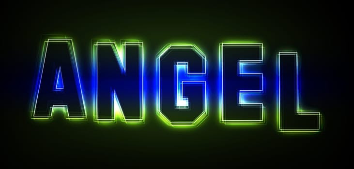 Angel as an illustration in neon light style