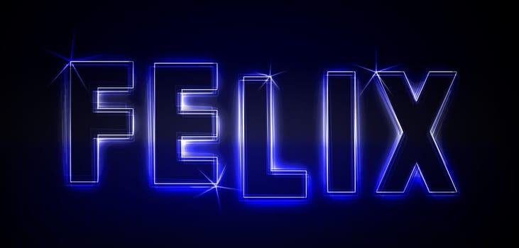 Felix as an illustration in neon light style